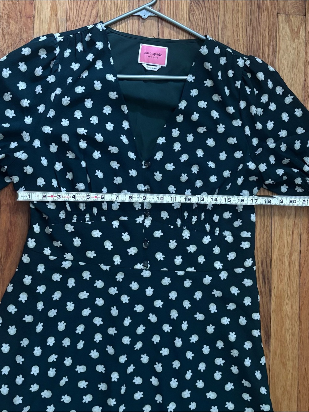 Kate Spade NY Silk Green Floral Fit & Flare Dress Size Autumn Wedding Guest Dres - Picture 10 of 10